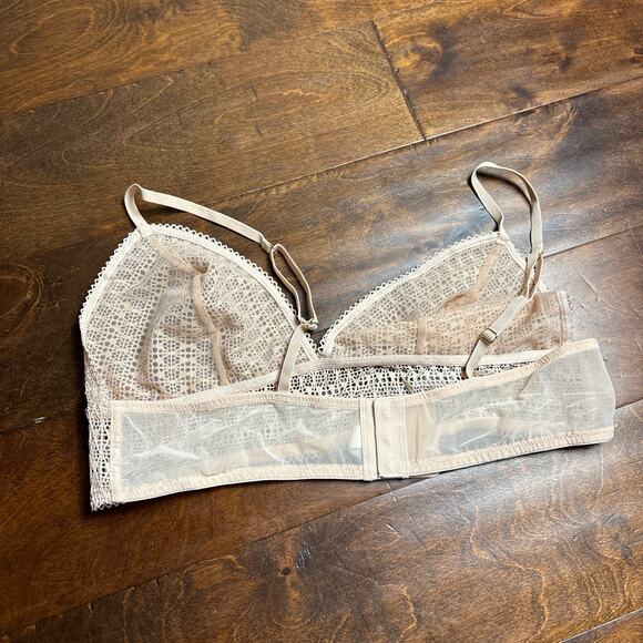 NEARLYNUDE Nectar Modern Geo Triangle Wire-free Bralette Tan Size XL Sheer - Picture 5 of 7